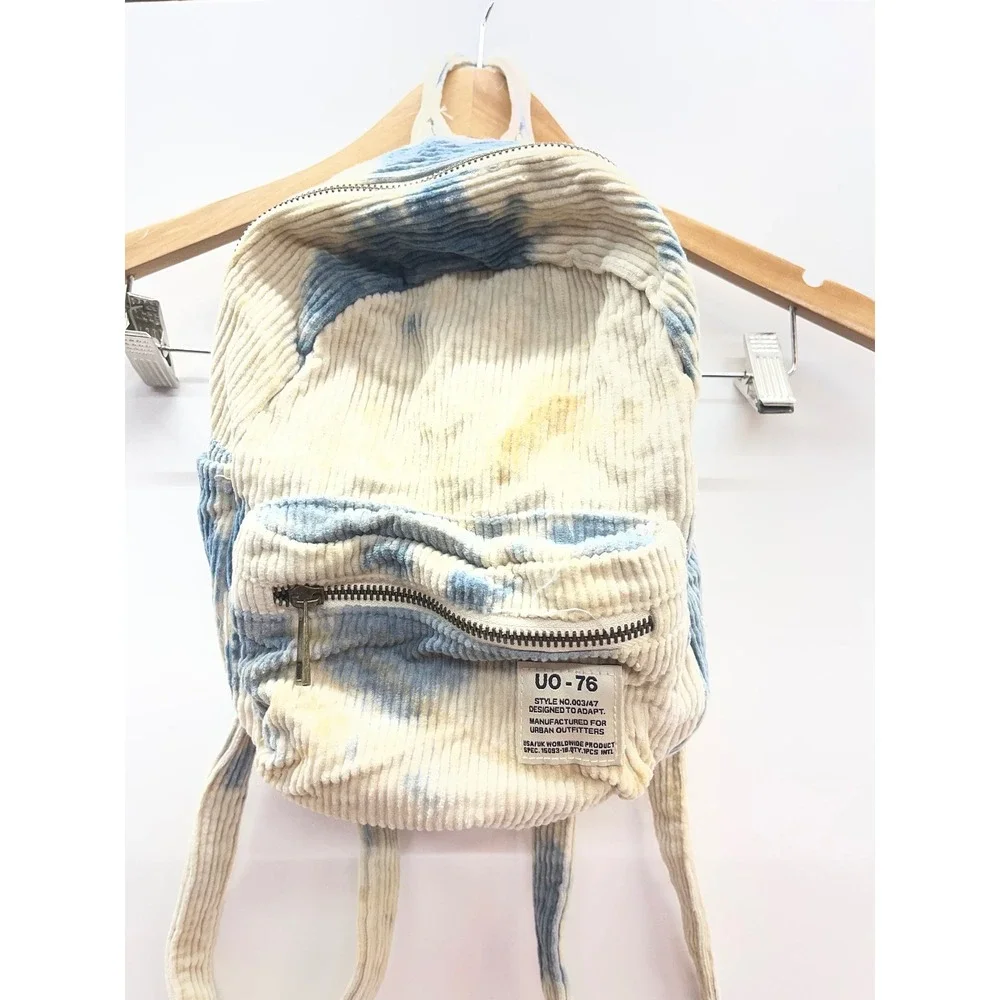 Urban Outfitters UO-76 Corduroy Mini Backpack Blue White Tie Dye Bag 003/47